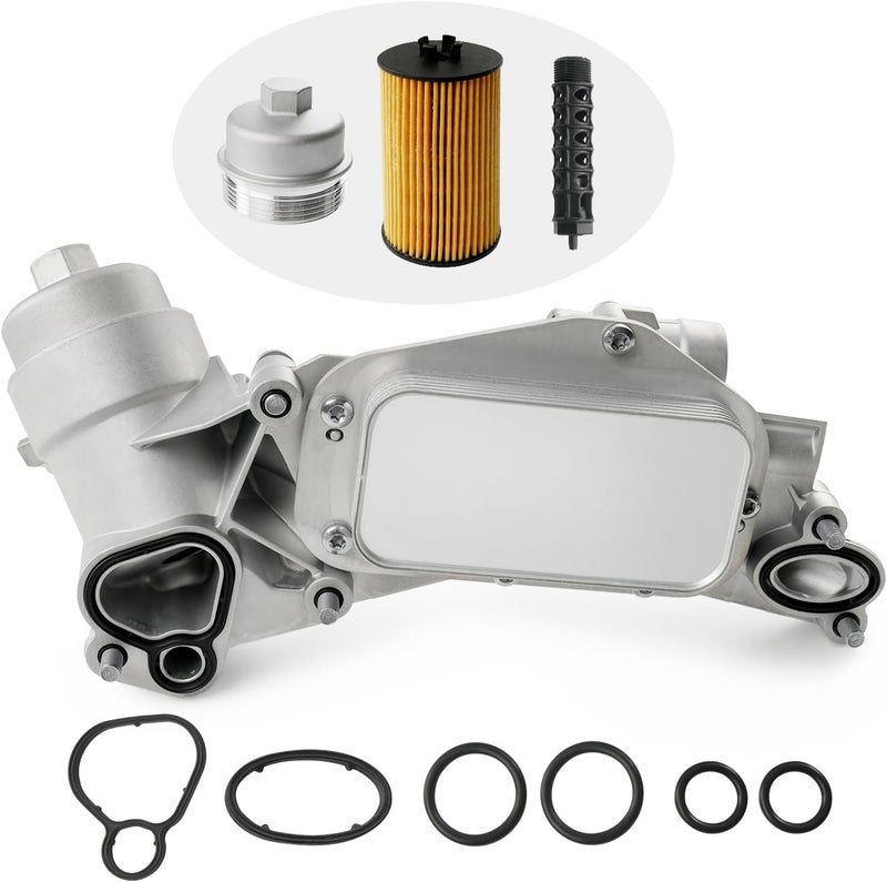 CYTROBE Engine Oil Cooler Filter Housing Assembly Adapter Aluminum Cap with Gasket, Insert, Cap Compatible with 2008-2019 Chevy Cruze Sonic Malibu Aveo,Saturn Astra 1.6L 1.8L Replace# 25199751 918-432 - Image 1